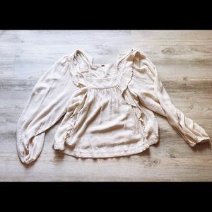 Free People Ruffle Square Neck Top